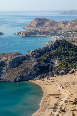 Kutsal Panagia Tsambika Manastırı 'ndan (kyra psili) güzel manzara, Rhodos