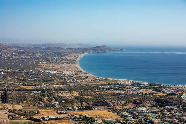 Kutsal Panagia Tsambika Manastırı 'ndan güzel manzara (kyra psili), Rhodos Adası, Yunanistan