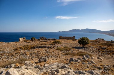 Old ruined Feraklos castle overlooking Charaki, Rhodes island