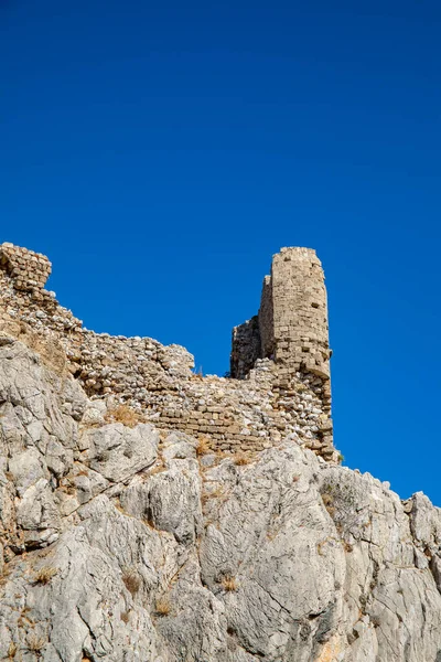 Zamek Feraklos Widokiem Charaki Wschodnim Wybrzeżu Wyspy Rodos — Zdjęcie stockowe