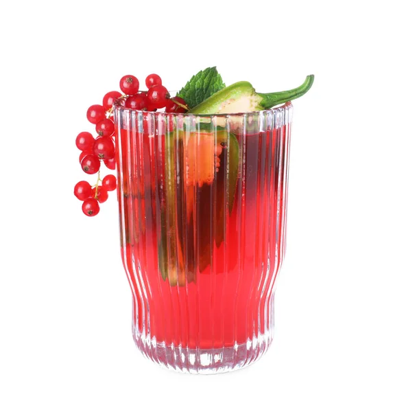 Cocktail Ribes Rosso Piccante Con Jalapeno Menta Isolata Bianco — Foto Stock
