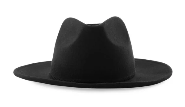 Elegante Sombrero Negro Aislado Blanco Tocado Moda — Foto de Stock