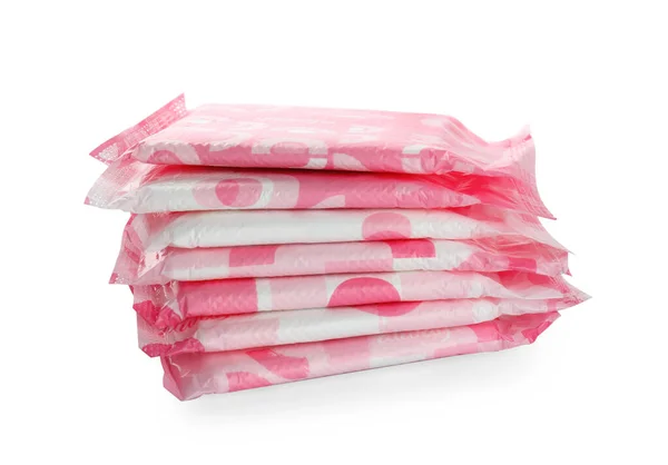 Montón Almohadillas Menstruales Sobre Fondo Blanco Atención Ginecológica —  Fotos de Stock