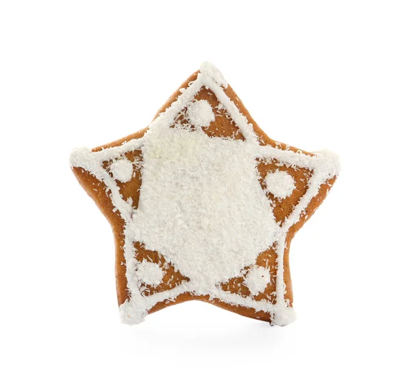Galleta Navidad Forma Estrella Aislada Blanco —  Fotos de Stock