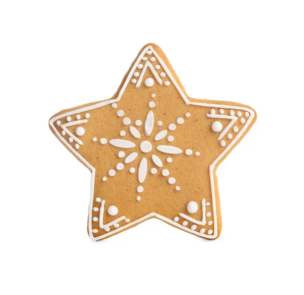 Chutná Hvězda Tvaru Vánoční Sušenky Izolované Bílém — Stock fotografie