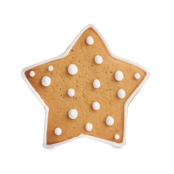 Biscoito Natal Forma Estrela Saborosa Isolado Branco — Fotografia de Stock