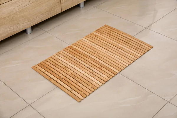 Wooden Mat Floor Bathroom Interior Design — Stock Photo, Image
