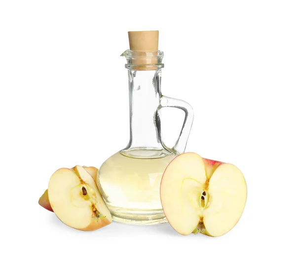 白を基調とした天然のリンゴ酢と新鮮な果物 — ストック写真