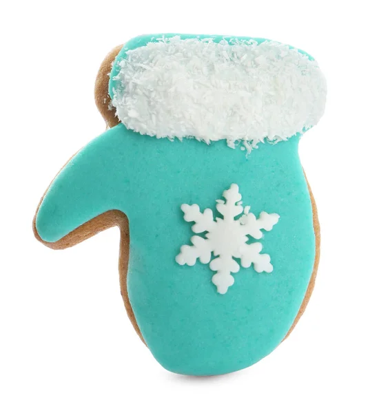 Chutná Rukavice Tvaru Vánoční Sušenky Izolované Bílém — Stock fotografie