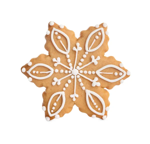 Bolinho Natal Forma Floco Neve Saboroso Isolado Branco — Fotografia de Stock