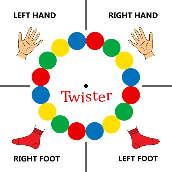 Twister spinner board, illustration. Game of physical skill