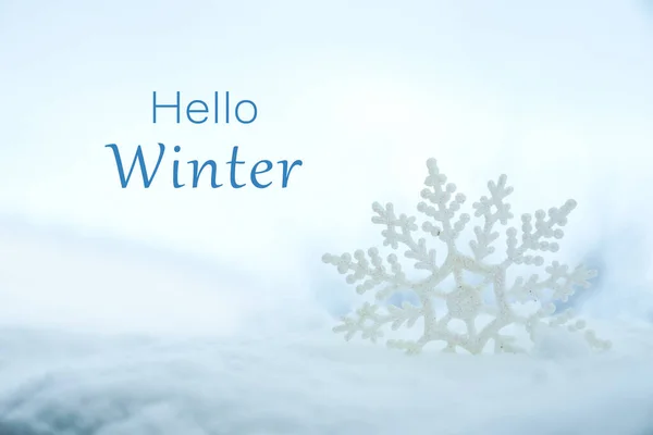 Hello Winter Beautiful Decorative Snowflake White Snow — Stock Photo, Image