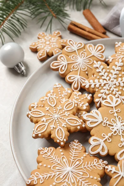 Chutné Vánoční Cukroví Lehkém Stolku Detailní Záběr — Stock fotografie
