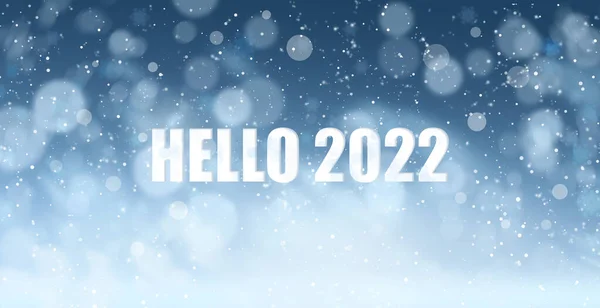 Текст Hello 2022 Синем Фоне Эффект Боке Баннерный Дизайн — стоковое фото