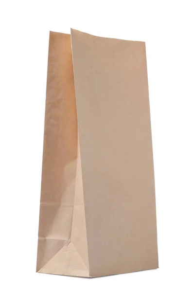 Open Kraft Paper Bag Isolated White — Stock Photo, Image