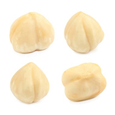 Beyaz arkaplanda lezzetli fındıklar ile ayarlandı 