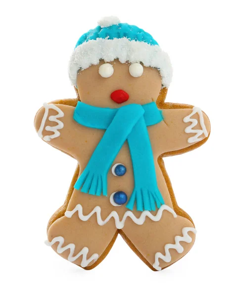 Gingerbread Man Isolated White Delicious Christmas Cookie — Stock Photo, Image