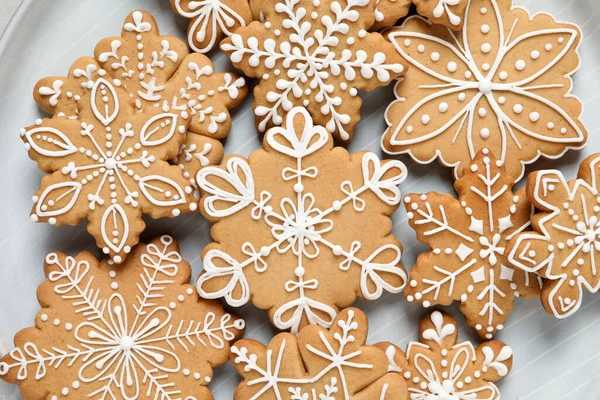 Chutné Vánoční Sušenky Talíři — Stock fotografie
