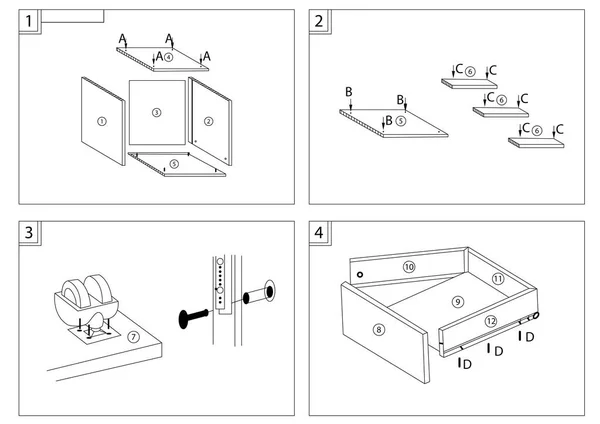 Möbler Monteringsplan Vit Bakgrund Illustration — Stockfoto