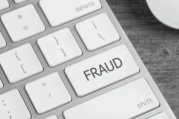 Botón Con Palabra Fraude Teclado Vista Primer Plano — Foto de Stock