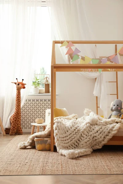 Elegante Habitación Infantil Interior Con Cama Casa — Foto de Stock