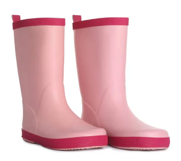 Modern Pink Rubber Boots Isolated White — Stock Photo, Image