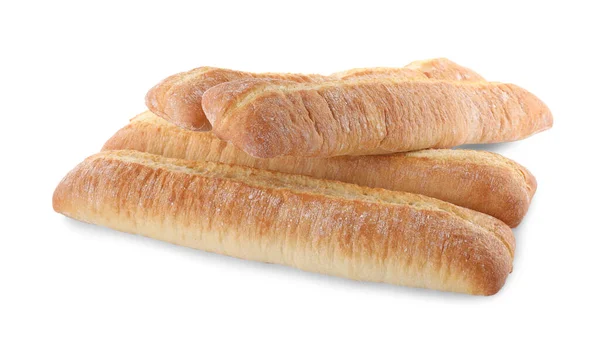 Leckere Baguettes Auf Weißem Hintergrund Frisches Brot — Stockfoto