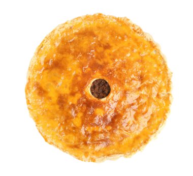 Lezzetli turta ve kıymalı et, beyaza izole edilmiş.