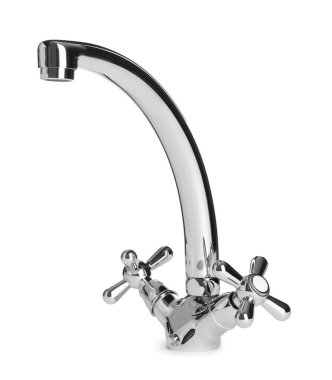 Çift kabzalı su musluğu beyaza izole edildi