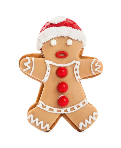 Gingerbread Man Isolated White Delicious Christmas Cookie — Stock Photo, Image