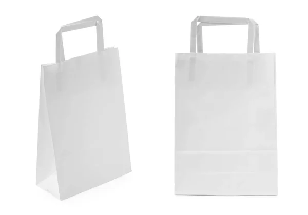 Two Paper Bags White Background Collage — Stock Photo, Image