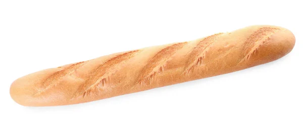 Вкусный Багет Изолированный Белом Вид Сверху Свежий Хлеб — стоковое фото