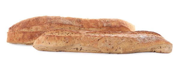 Smaklig Bovete Baguetter Vit Bakgrund Färskt Bröd — Stockfoto