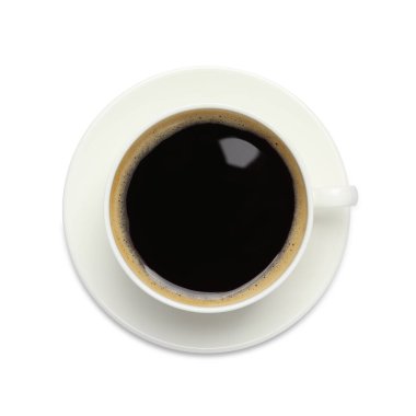 Bir fincan sıcak kahve ve bir fincan çay tabağı.