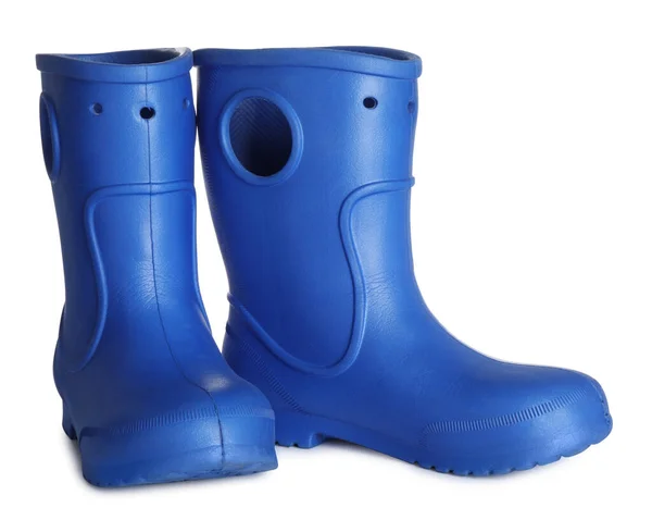 Modern Blue Rubber Boots Isolated White — Stock Photo, Image