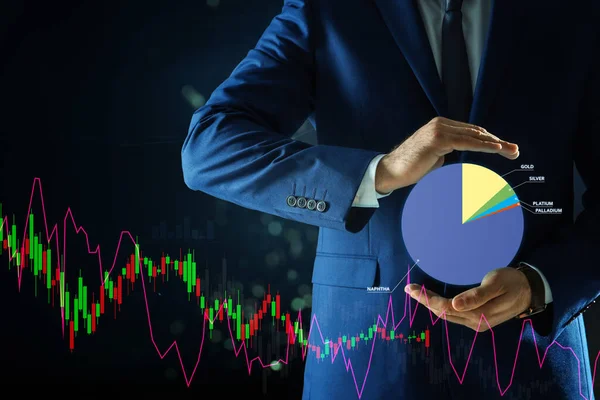 Borsa Arka Planda Sanal Çember Şeması Elektronik Çevrimiçi Ticaret Platformu — Stok fotoğraf