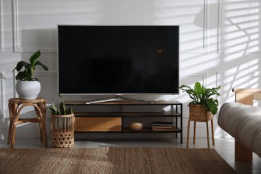 Oturma odası, modern TV standı.