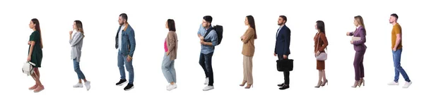 People Waiting Queue White Background Banner Design — Stock Photo, Image