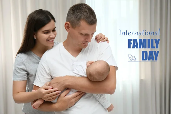 Glückliche Eltern Mit Ihrem Süßen Baby Hause Glücklicher Familientag — Stockfoto