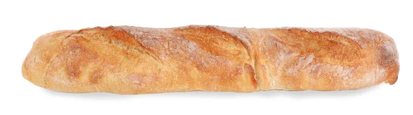 Křupavá Francouzská Bageta Izolovaná Bílém Čerstvý Chleba — Stock fotografie