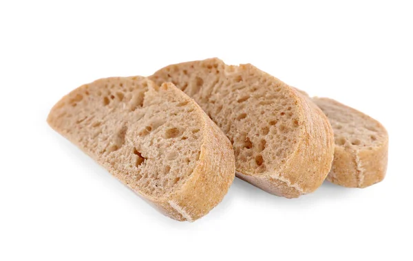 Cut Ciabatta White Background Fresh Bread — Stock Photo, Image