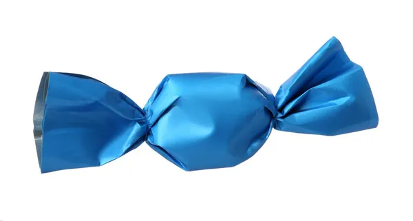 Köstliche Bonbons Hellblauer Verpackung Isoliert Auf Weißem Papier — Stockfoto