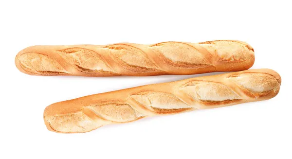 白色背景的美味的面包 顶部的景色 新鲜面包 — 图库照片