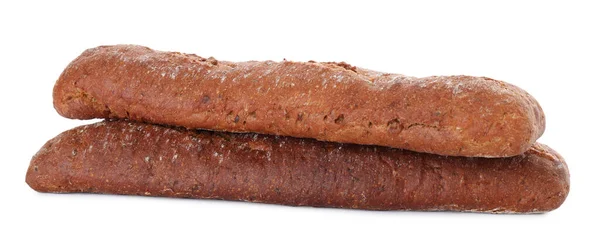 Lekkere Roggebaguettes Witte Achtergrond Vers Brood — Stockfoto