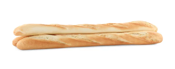 Tasty Baguettes White Background Fresh Bread — Stock Photo, Image
