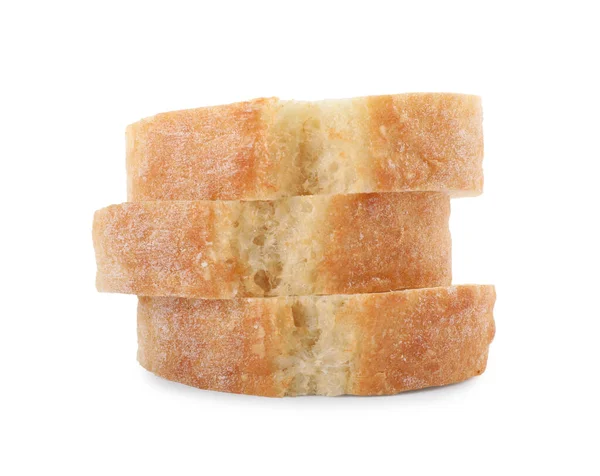 Plakken Verse Stokbrood Witte Achtergrond — Stockfoto