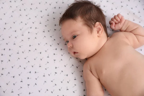 Bebé Bonito Deitado Cobertor Vista Superior Com Espaço Para Texto — Fotografia de Stock
