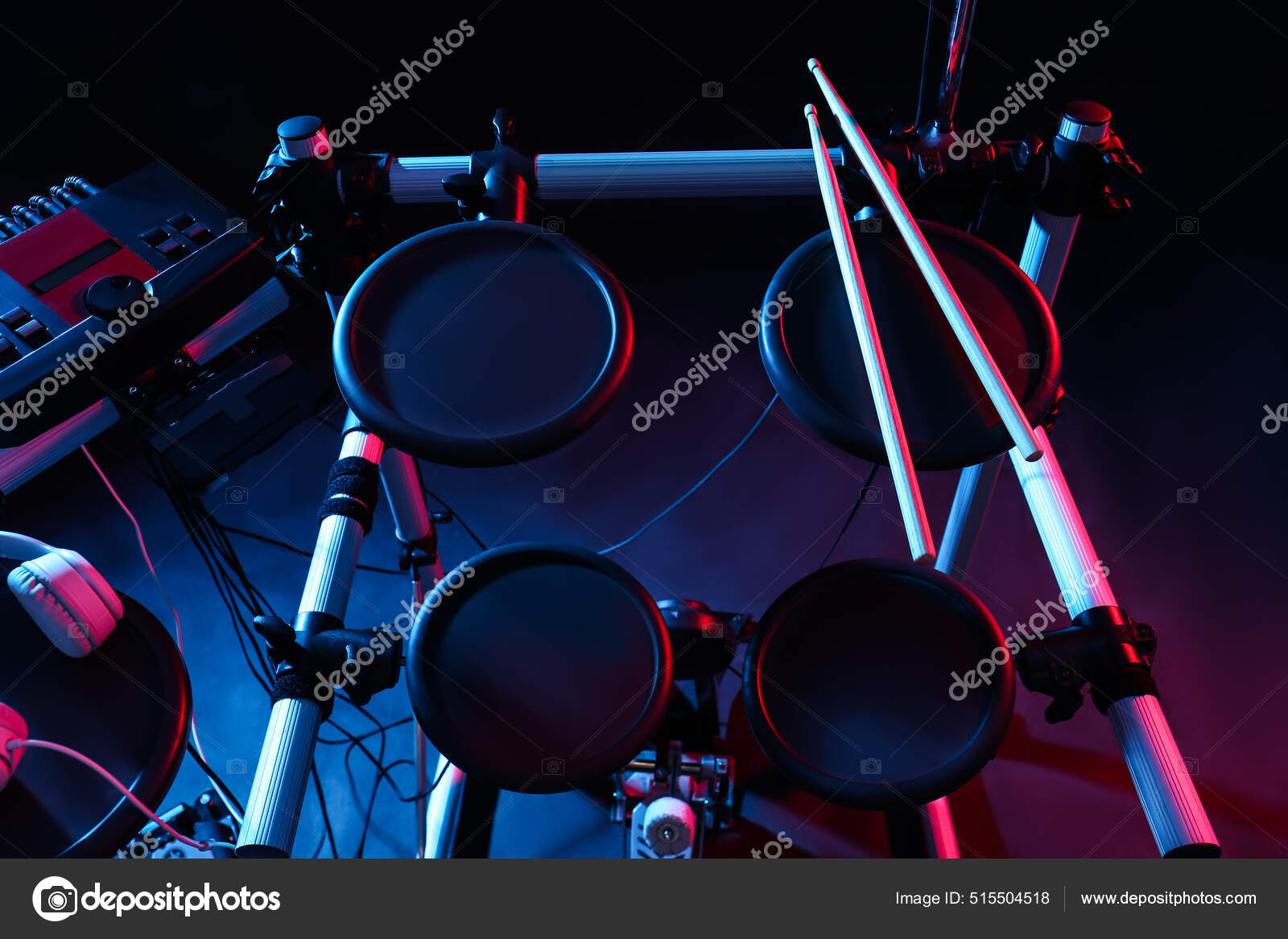 Modern Electronic Drum Kit Dark Background Color Toned Musical ...