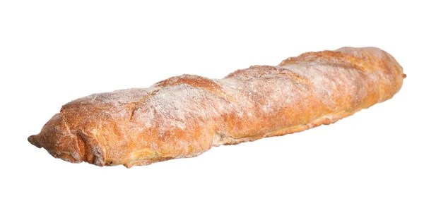 Baguette Francesa Crujiente Aislada Blanco Pan Fresco — Foto de Stock