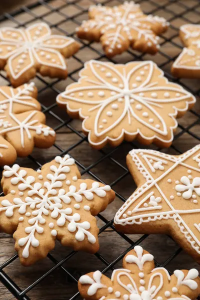 Sabrosas Galletas Navidad Estante Refrigeración Primer Plano —  Fotos de Stock